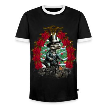 Reptile Reptile Christmas Christmas Xmas Child - Men's Ringer Shirt - black/white - Front - AI Model Female 172 light (172cm) & AI Model Male 178 light (178cm)