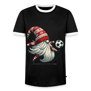 Football Gnome Noël Joueur Elfe - T-shirt contrasté Homme - noir/blanc - Devant - AI Model Female 172 light (172cm) & AI Model Male 178 light (178cm)