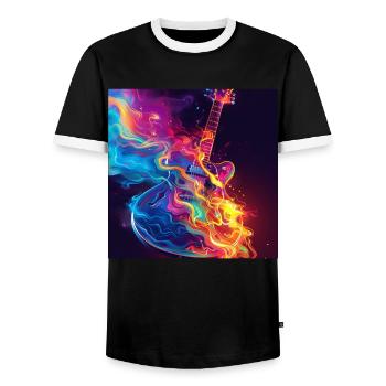 Guitare - T-shirt contrasté Homme - noir/blanc - Devant - AI Model Female 172 light (172cm) & AI Model Male 178 light (178cm)
