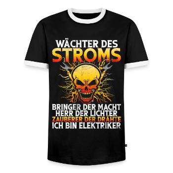 Electronics Technician Electrics Profession Volt Electrical Engineering - Men's Ringer Shirt - black/white - Front - AI Model Female 172 light (172cm) & AI Model Male 178 light (178cm)
