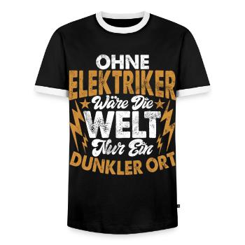 Electronics Technician Electrics Profession Volt Electrical Engineering - Men's Ringer Shirt - black/white - Front - AI Model Female 172 light (172cm) & AI Model Male 178 light (178cm)