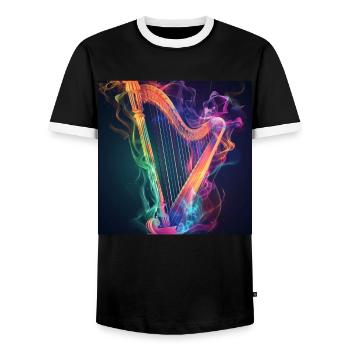 Harfe - Männer Kontrast-T-Shirt - Schwarz/Weiß - Vorne - AI Model Female 172 light (172cm) & AI Model Male 178 light (178cm)