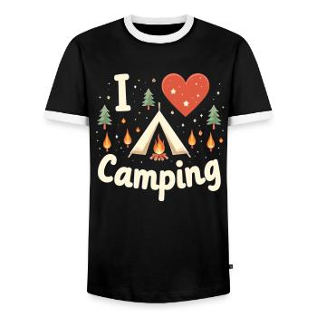 I Love Camping Camping Camper Camping Outdoor - Männer Kontrast-T-Shirt - Schwarz/Weiß - Vorne - AI Model Female 172 light (172cm) & AI Model Male 178 light (178cm)