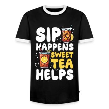 Sweet Dreams Are Made Of Teas für einen Bubble - Männer Kontrast-T-Shirt - Schwarz/Weiß - Vorne - AI Model Female 172 light (172cm) & AI Model Male 178 light (178cm)