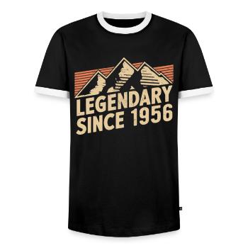 Legendary since 1956 Birthday - Men's Ringer Shirt - black/white - Front - AI Model Female 172 light (172cm) & AI Model Male 178 light (178cm)