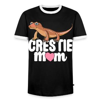 Crestie Mom Crested Gecko Eidechse - Männer Kontrast-T-Shirt - Schwarz/Weiß - Vorne - AI Model Female 172 light (172cm) & AI Model Male 178 light (178cm)