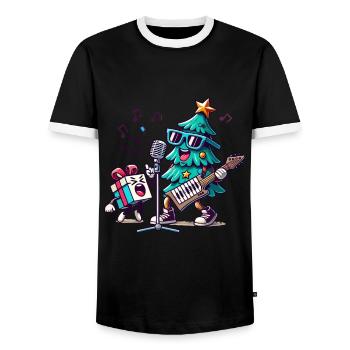 Weihnachten Retro Vintage Baum Rockt - Männer Kontrast-T-Shirt - Schwarz/Weiß - Vorne - AI Model Female 172 light (172cm) & AI Model Male 178 light (178cm)