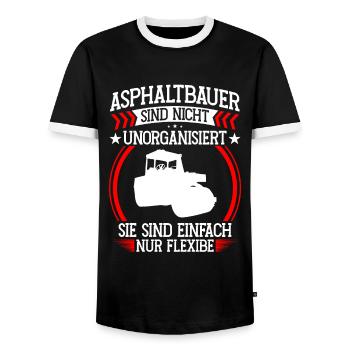 Asphalt builder is not disorganized Road construction - Men's Ringer Shirt - black/white - Front - AI Model Female 172 light (172cm) & AI Model Male 178 light (178cm)