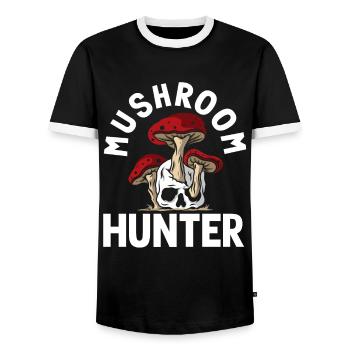 Chasseur de champignons, Passionné, Chasseur de champignons, Aventure - T-shirt contrasté Homme - noir/blanc - Devant - AI Model Female 172 light (172cm) & AI Model Male 178 light (178cm)