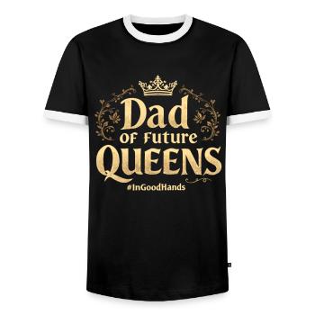 Dad of Future Queens #Ingoodhands Girl Dad - Men's Ringer Shirt - black/white - Front - AI Model Female 172 light (172cm) & AI Model Male 178 light (178cm)