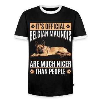 Belgian Malinois Lover Dog Owner - Men's Ringer Shirt - black/white - Front - AI Model Female 172 light (172cm) & AI Model Male 178 light (178cm)