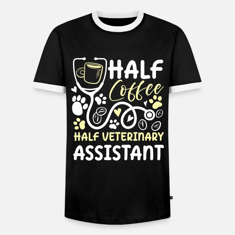 Half Coffee Half Veterinary Assistant - Männer Kontrast-T-Shirt - Schwarz/Weiß