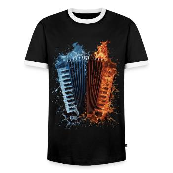 Akkordeon - Männer Kontrast-T-Shirt - Schwarz/Weiß - Vorne - AI Model Female 172 light (172cm) & AI Model Male 178 light (178cm)