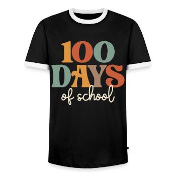Groovy 100 jours d’école - Rétro pour les enfants Enseignant - T-shirt contrasté Homme - noir/blanc - Devant - AI Model Female 172 light (172cm) & AI Model Male 178 light (178cm)