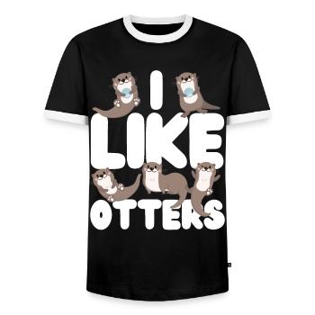 Otter I Like Otters - Männer Kontrast-T-Shirt - Schwarz/Weiß - Vorne - AI Model Female 172 light (172cm) & AI Model Male 178 light (178cm)
