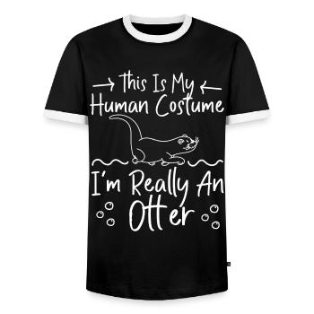 Otter This Is My Human Costume I'm - Men's Ringer Shirt - black/white - Front - AI Model Female 172 light (172cm) & AI Model Male 178 light (178cm)