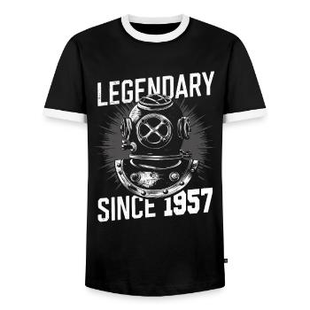 Legendary since 1957 - Diving Diver Birthday - Men's Ringer Shirt - black/white - Front - AI Model Female 172 light (172cm) & AI Model Male 178 light (178cm)