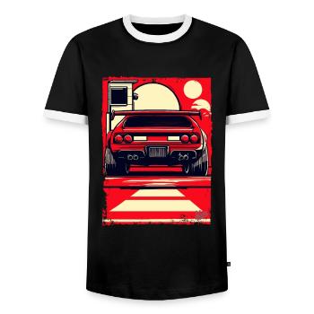 Sports car - Men's Ringer Shirt - black/white - Front - AI Model Female 172 light (172cm) & AI Model Male 178 light (178cm)
