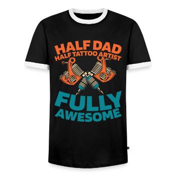 Tattoo Artist Tattoo Father Dad - Men's Ringer Shirt - black/white - Front - AI Model Female 172 light (172cm) & AI Model Male 178 light (178cm)