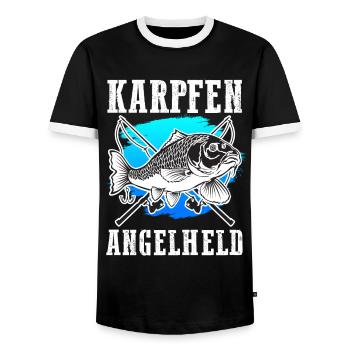 KARPFEN ANGELHELD Lustiges Angeln Hobby Karpfen - Männer Kontrast-T-Shirt - Schwarz/Weiß - Vorne - AI Model Female 172 light (172cm) & AI Model Male 178 light (178cm)