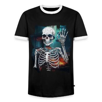Halloween fantôme fantômes amoureux de la nature - T-shirt contrasté Homme - noir/blanc - Devant - AI Model Female 172 light (172cm) & AI Model Male 178 light (178cm)
