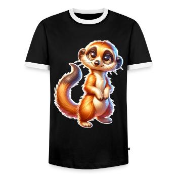 Meerkat - Men's Ringer Shirt - black/white - Front - AI Model Female 172 light (172cm) & AI Model Male 178 light (178cm)
