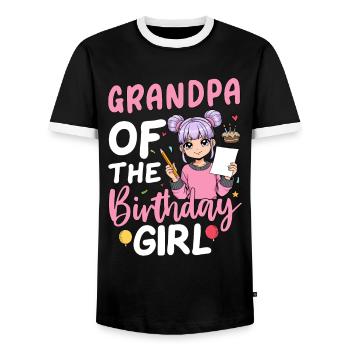 Papi de la fille d’anniversaire - T-shirt contrasté Homme - noir/blanc - Devant - AI Model Female 172 light (172cm) & AI Model Male 178 light (178cm)
