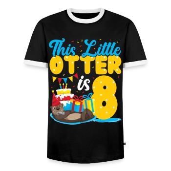 Anniversaire de la loutre Cette petite loutre - T-shirt contrasté Homme - noir/blanc - Devant - AI Model Female 172 light (172cm) & AI Model Male 178 light (178cm)