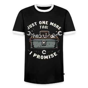 Just One More I Promise Craftsmen Crafts - Men's Ringer Shirt - black/white - Front - AI Model Female 172 light (172cm) & AI Model Male 178 light (178cm)