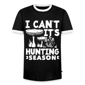 Pilzsammler Jagdsaison Ich Kann Nicht - Männer Kontrast-T-Shirt - Schwarz/Weiß - Vorne - AI Model Female 172 light (172cm) & AI Model Male 178 light (178cm)