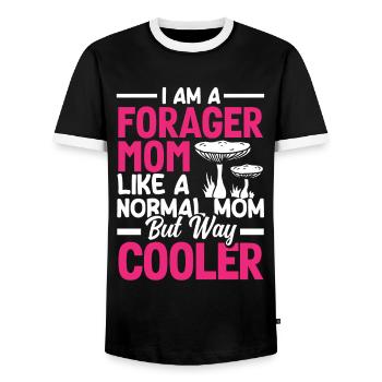 Pilzsammler Mama Cooler Als Normal - Männer Kontrast-T-Shirt - Schwarz/Weiß - Vorne - AI Model Female 172 light (172cm) & AI Model Male 178 light (178cm)