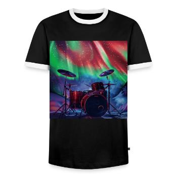 Schlagzeug - Männer Kontrast-T-Shirt - Schwarz/Weiß - Vorne - AI Model Female 172 light (172cm) & AI Model Male 178 light (178cm)