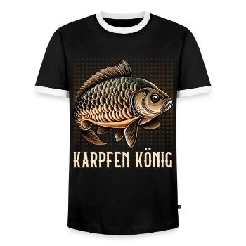 KARPFEN KÖNIG Lustiges Angeln Hobby Karpfen - Männer Kontrast-T-Shirt - Schwarz/Weiß - Vorne - AI Model Female 172 light (172cm) & AI Model Male 178 light (178cm)