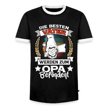 Opi DIE BESTEN VÄTER WERDEN ZUM OPA BEFÖRDERT - Männer Kontrast-T-Shirt - Schwarz/Weiß - Vorne - AI Model Female 172 light (172cm) & AI Model Male 178 light (178cm)