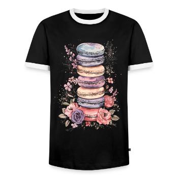 Amateurs de macarons Macaron Baker - T-shirt contrasté Homme - noir/blanc - Devant - AI Model Female 172 light (172cm) & AI Model Male 178 light (178cm)