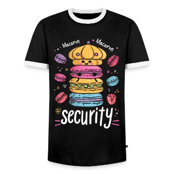 Amateurs de macarons Macaron Baker - T-shirt contrasté Homme - noir/blanc - Devant - AI Model Female 172 light (172cm) & AI Model Male 178 light (178cm)