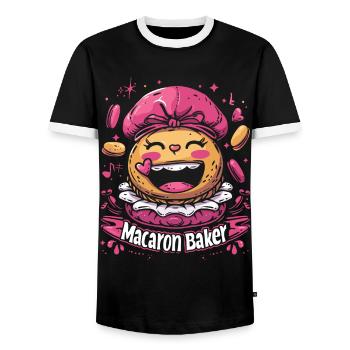 Amateurs de macarons Macaron Baker - T-shirt contrasté Homme - noir/blanc - Devant - AI Model Female 172 light (172cm) & AI Model Male 178 light (178cm)
