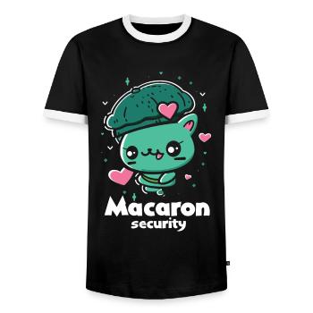 Amateurs de macarons Macaron Baker - T-shirt contrasté Homme - noir/blanc - Devant - AI Model Female 172 light (172cm) & AI Model Male 178 light (178cm)
