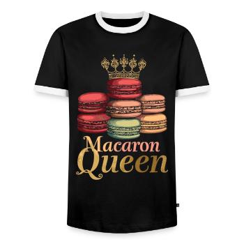 Amateurs de macarons Macaron Baker - T-shirt contrasté Homme - noir/blanc - Devant - AI Model Female 172 light (172cm) & AI Model Male 178 light (178cm)
