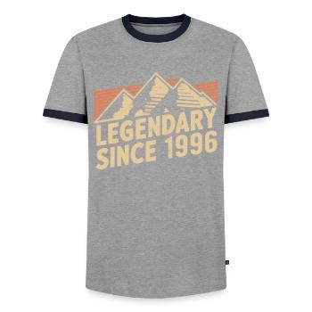 Legendary since 1996 Birthday - Men's Ringer Shirt - grey/navy  - Front - AI Model Female 172 light (172cm) & AI Model Male 178 light (178cm)