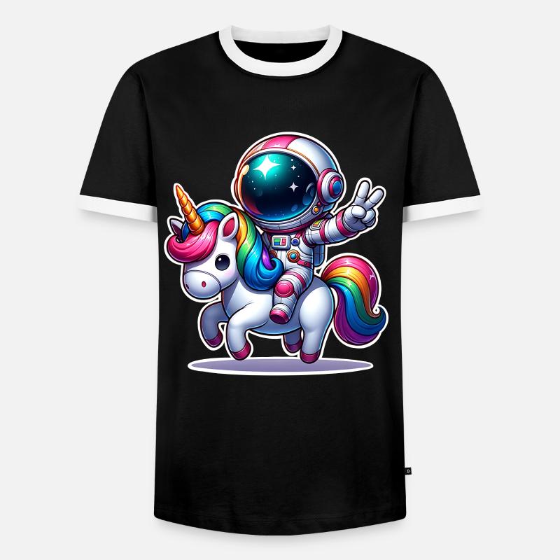 Astronaut Einhorn - Männer Kontrast-T-Shirt - Schwarz/Weiß