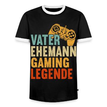 Gamer Papa Papa Amateur de jeux vidéo PC - T-shirt contrasté Homme - noir/blanc - Devant - AI Model Female 172 light (172cm) & AI Model Male 178 light (178cm)