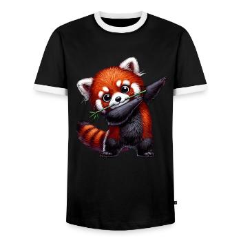 Roter Panda, Red Panda, Pandabär, Dabbing - Männer Kontrast-T-Shirt - Schwarz/Weiß - Vorne - AI Model Female 172 light (172cm) & AI Model Male 178 light (178cm)