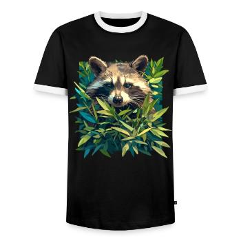 Ratons laveurs Raton laveur - T-shirt contrasté Homme - noir/blanc - Devant - AI Model Female 172 light (172cm) & AI Model Male 178 light (178cm)