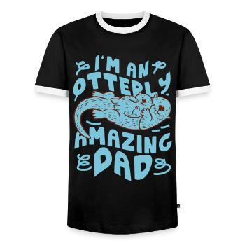 Otter Dad Pun I'm An Otterly - Männer Kontrast-T-Shirt - Schwarz/Weiß - Vorne - AI Model Female 172 light (172cm) & AI Model Male 178 light (178cm)