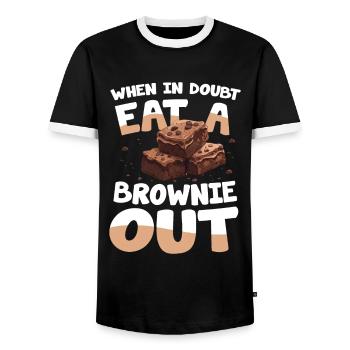 When In Doubt Eat A Brownie Out für einen - Männer Kontrast-T-Shirt - Schwarz/Weiß - Vorne - AI Model Female 172 light (172cm) & AI Model Male 178 light (178cm)