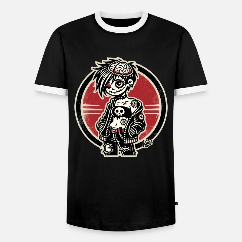 Cooles Emo-Zombie-Mädchen - Männer Kontrast-T-Shirt - Schwarz/Weiß