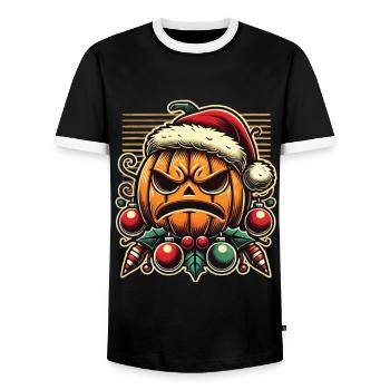 Halloween Christmas Pumpkin Fun - Men's Ringer Shirt - black/white - Front - AI Model Female 172 light (172cm) & AI Model Male 178 light (178cm)