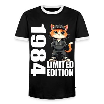 Edition Limitée 1984 Anniversaire 1984 Naissance - T-shirt contrasté Homme - noir/blanc - Devant - AI Model Female 172 light (172cm) & AI Model Male 178 light (178cm)