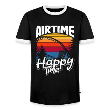 Airtime Achterbahn Glücklich Zeit - Männer Kontrast-T-Shirt - Schwarz/Weiß - Vorne - AI Model Female 172 light (172cm) & AI Model Male 178 light (178cm)